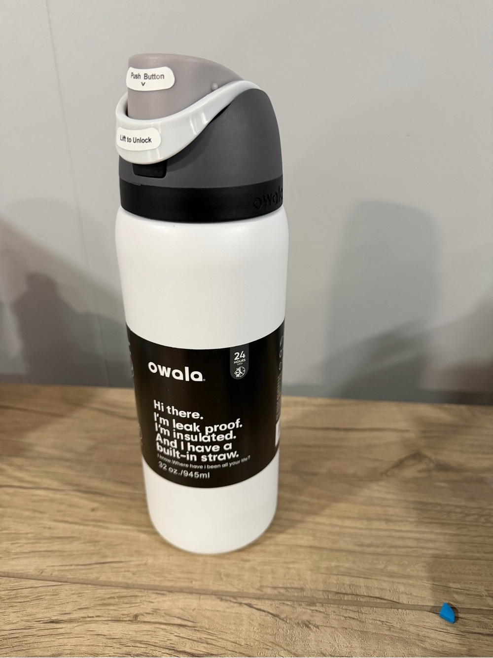 owala White & Gray Insulated Water Bottle with Built-In Straw